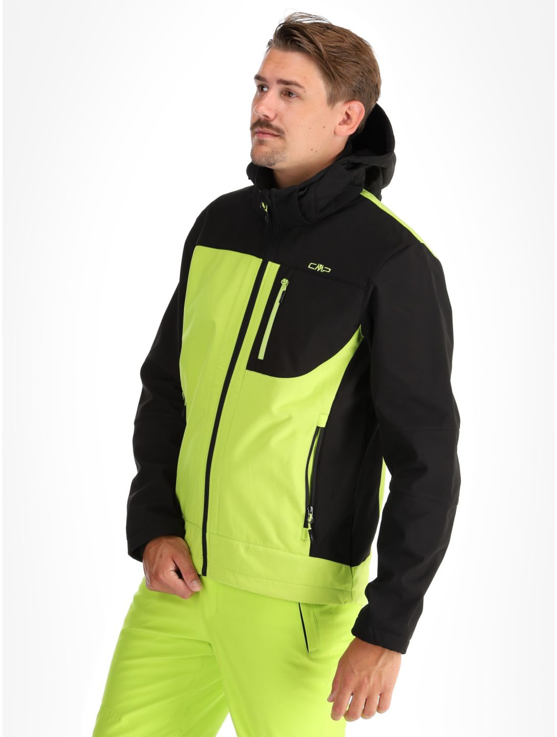 CMP, 3A01787N softshell ski jacket men Acid Yellow / Black black, yellow 