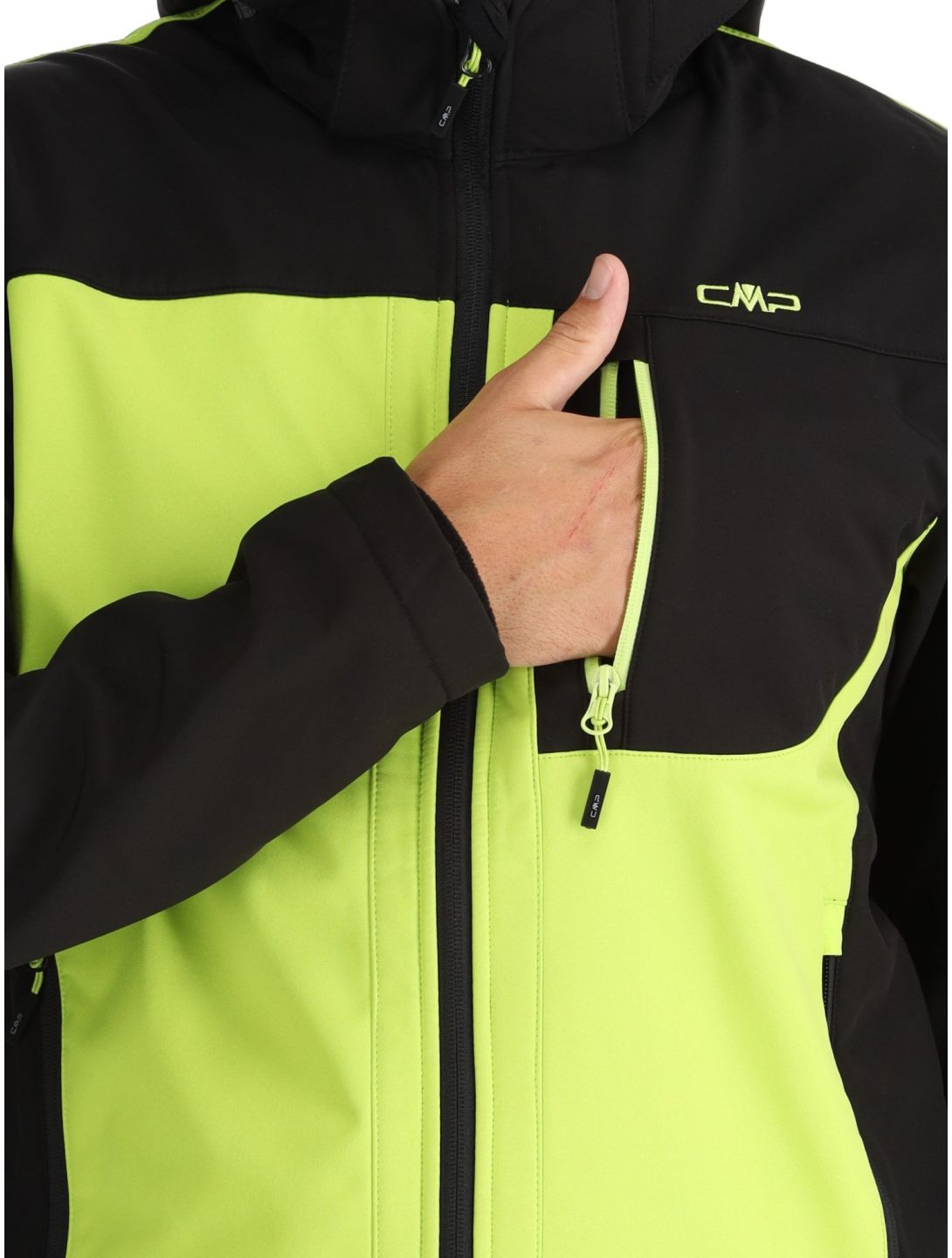 CMP, 3A01787N softshell ski jacket men Acid Yellow / Black black, yellow 