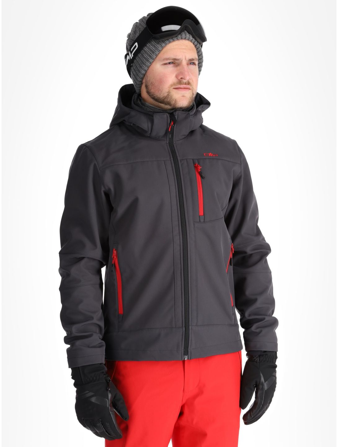 CMP, 3A01787N softshell ski jacket men Anthracite / Black / Chili black, grey, red 