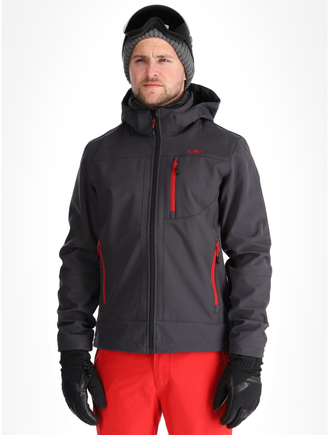 CMP, 3A01787N softshell ski jacket men Anthracite / Black / Chili black, grey, red 