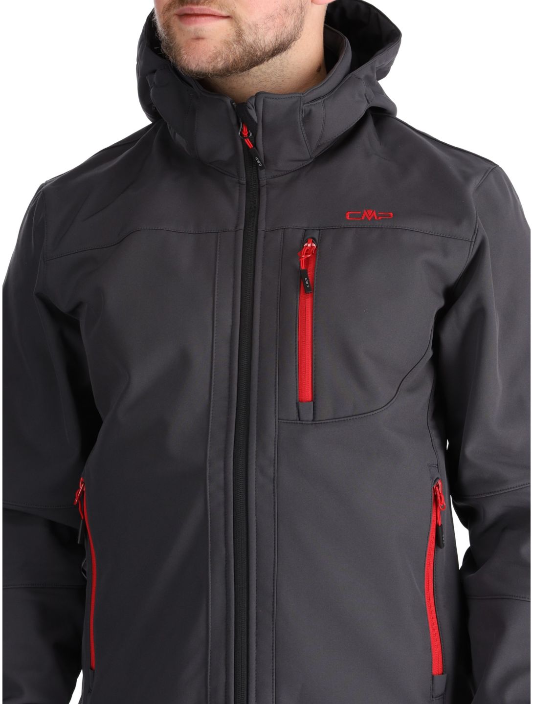 CMP, 3A01787N softshell ski jacket men Anthracite / Black / Chili black, grey, red 