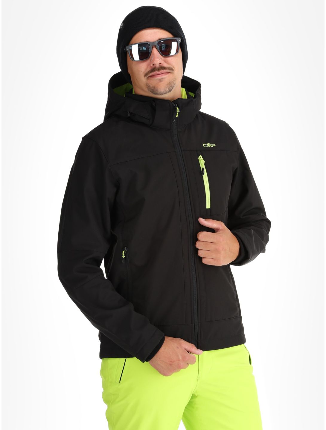 CMP, 3A01787N softshell ski jacket men Black / Acid black 