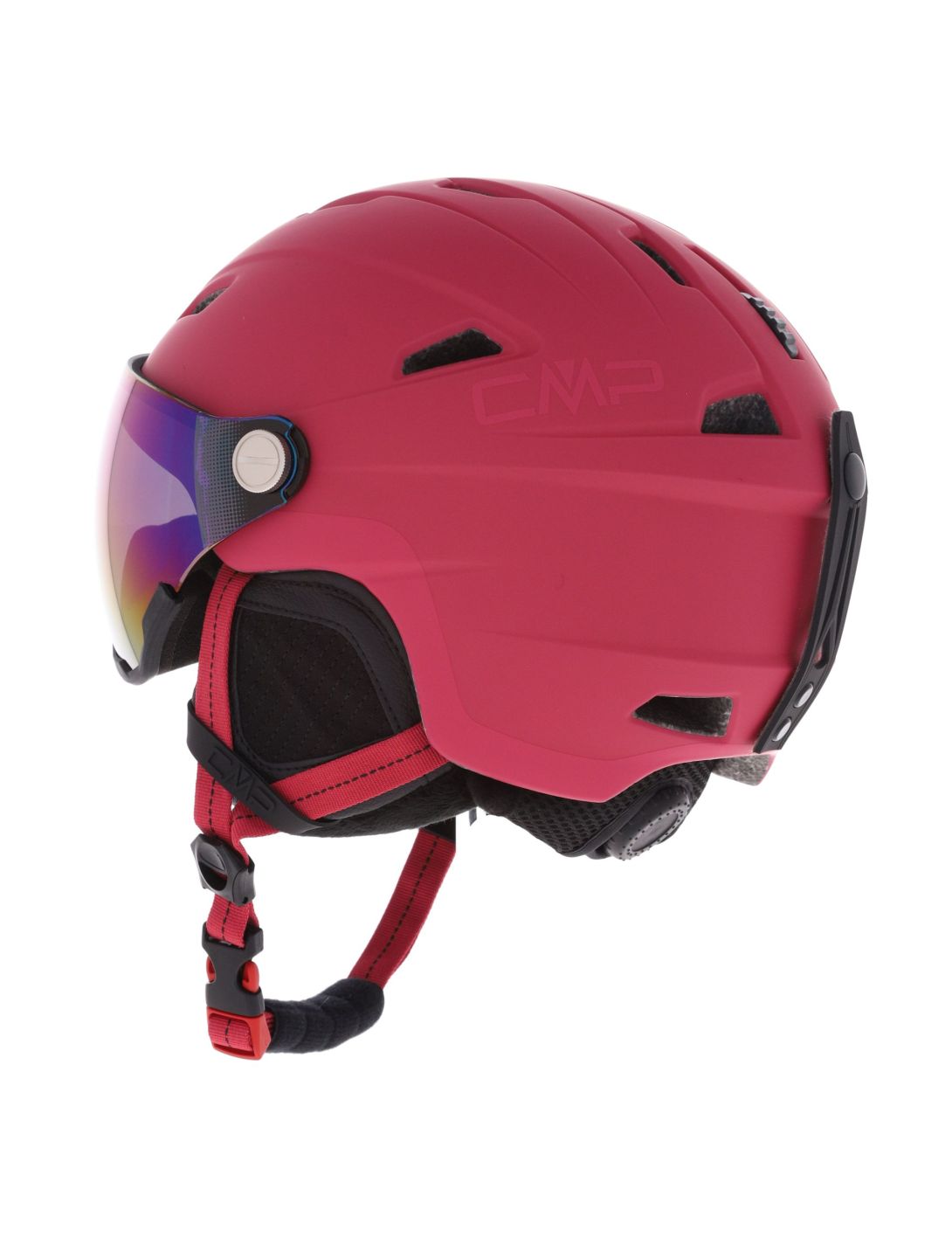 CMP, WJ-2 ski helmet with visor kids Strawberry red 