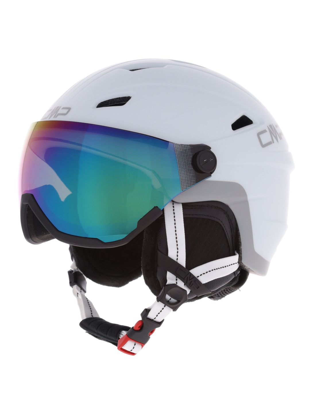 CMP, WJ-2 ski helmet with visor kids White / Silver white, Zilver 