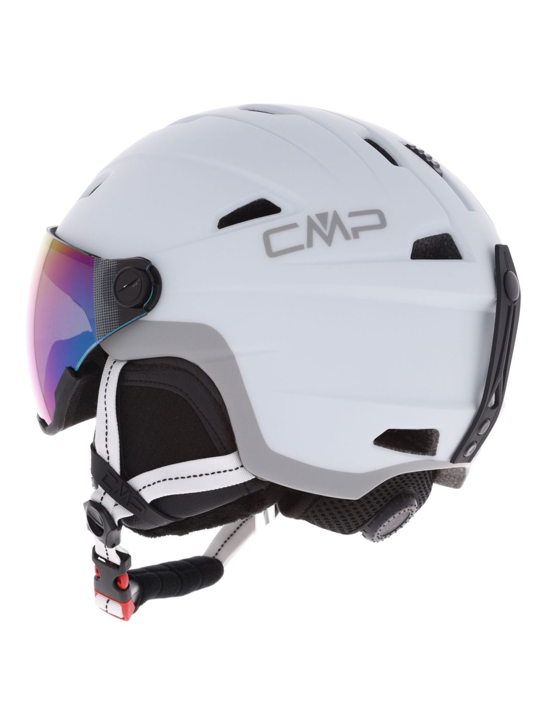 CMP, WJ-2 ski helmet with visor kids White / Silver white, Zilver 