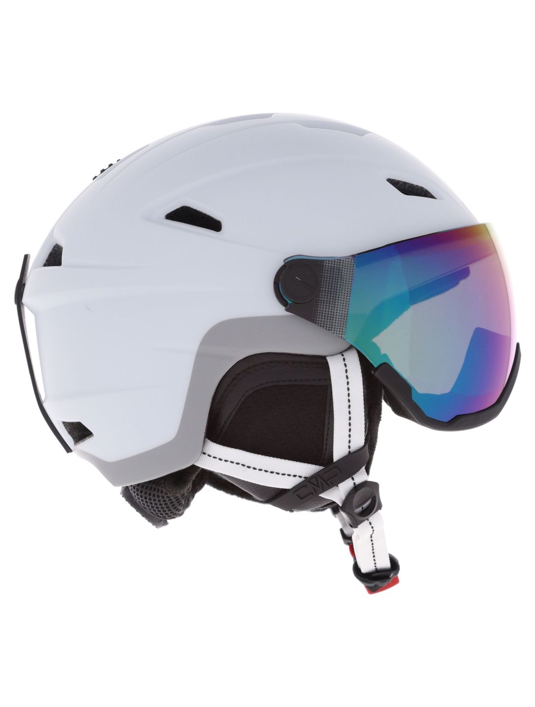 CMP, WJ-2 ski helmet with visor kids White / Silver white, Zilver 