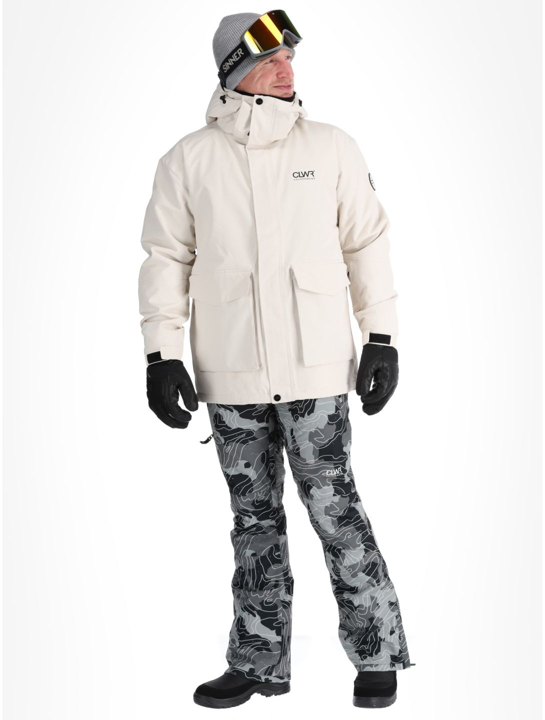 ColourWear, U Mountain Cargo ski jacket unisex Off-White white 