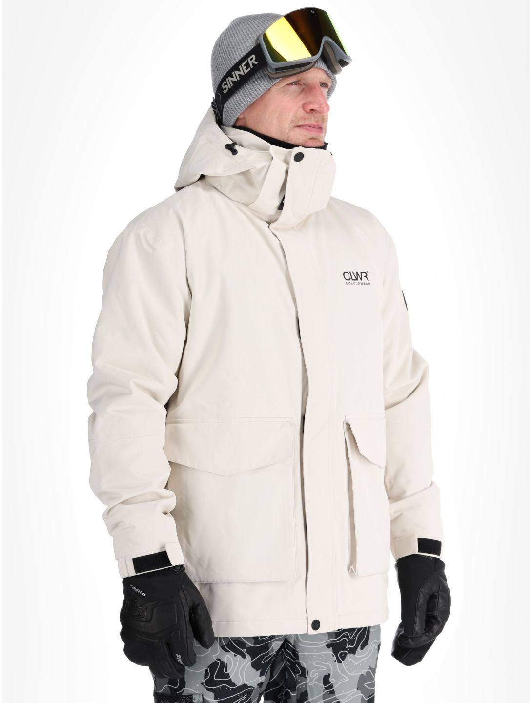 ColourWear, U Mountain Cargo ski jacket unisex Off-White white 