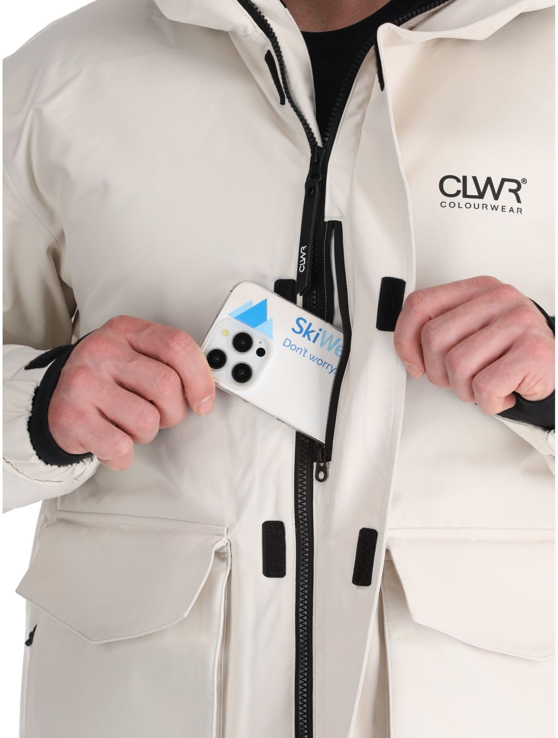 ColourWear, U Mountain Cargo ski jacket unisex Off-White white 