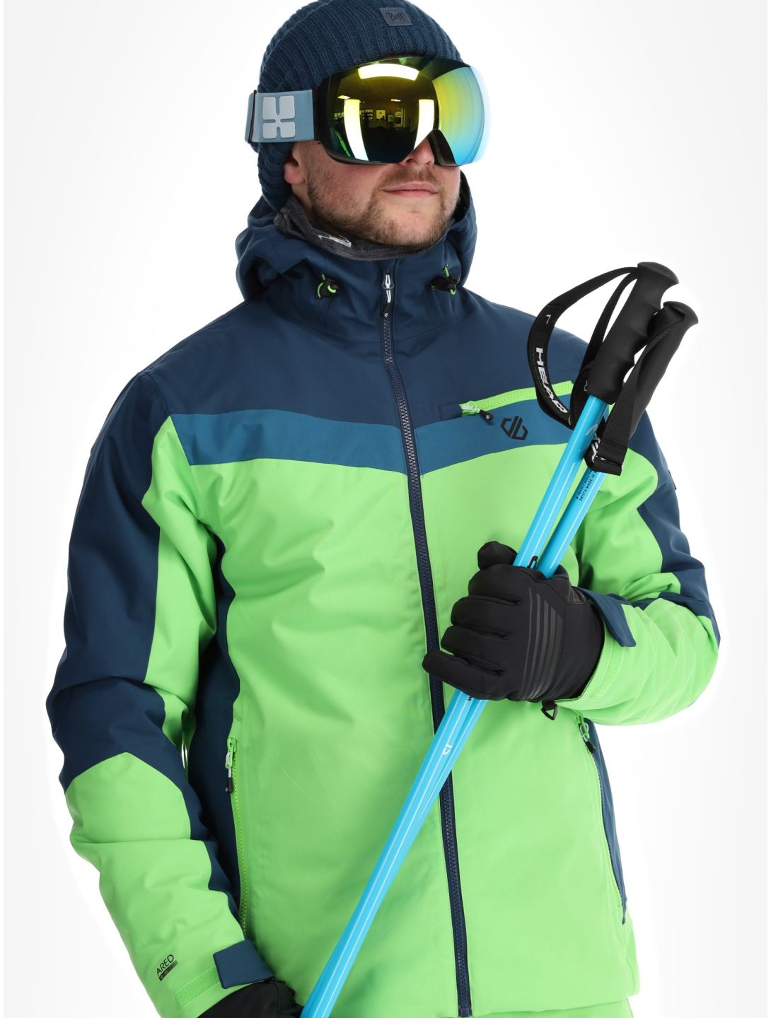 Dare2b, Eagly II ski jacket men Moonlight Denim / Green Flash blue, green 