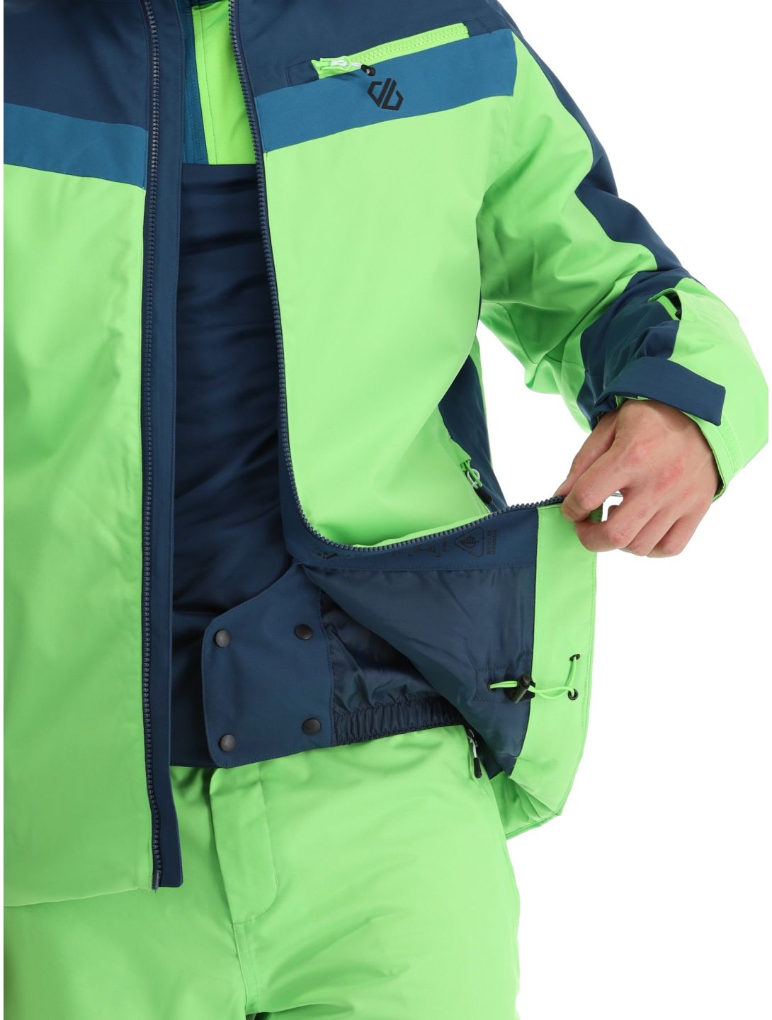 Dare2b, Eagly II ski jacket men Moonlight Denim / Green Flash blue, green 