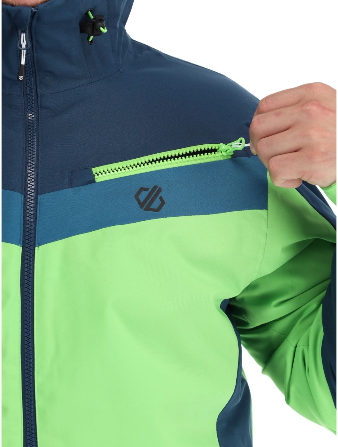 Dare2b, Eagly II ski jacket men Moonlight Denim / Green Flash blue, green 