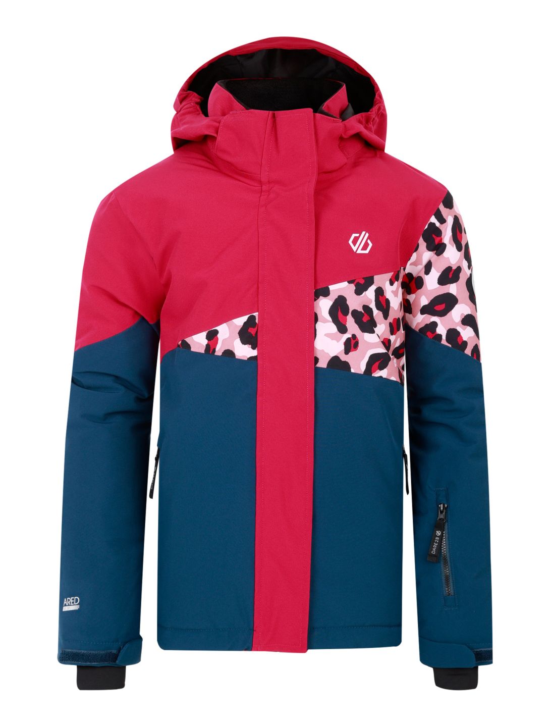 Dare2b, Humour III ski jacket kids Berry Pink / Dusty Rose Cheetah Print / Moonlight Denim blue, pink 