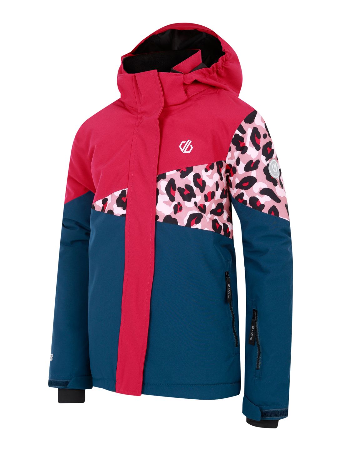 Dare2b, Humour III ski jacket kids Berry Pink / Dusty Rose Cheetah Print / Moonlight Denim blue, pink 