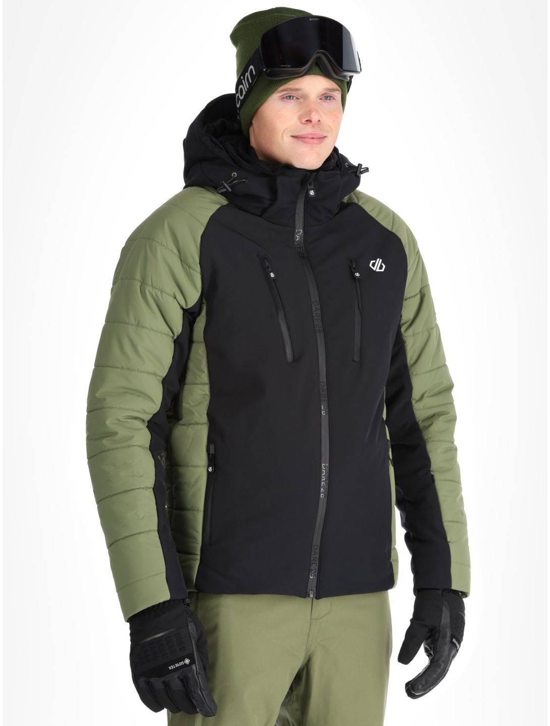 Dare2b, Speed softshell ski jacket men Olivine Green / Black black, green 