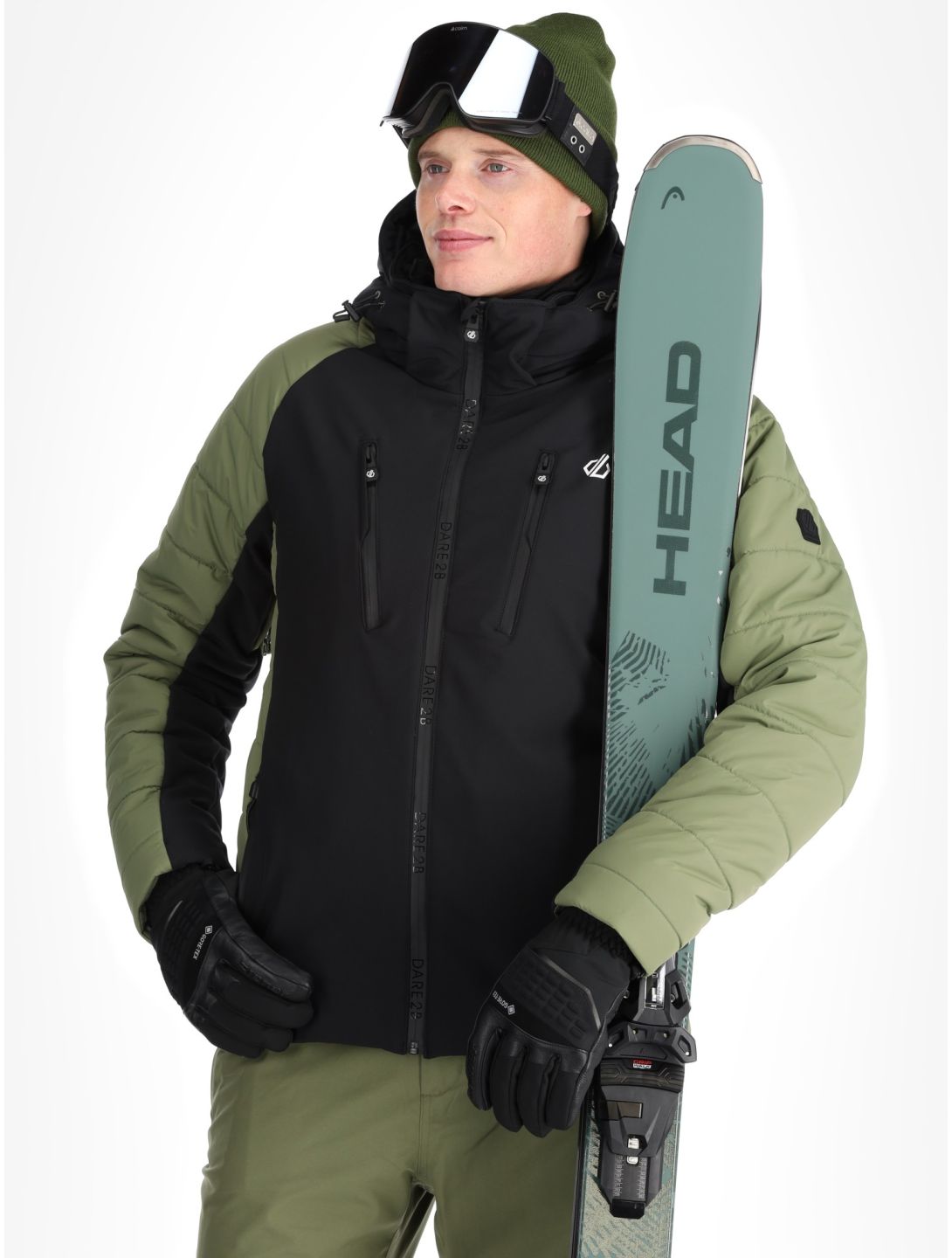 Dare2b, Speed softshell ski jacket men Olivine Green / Black black, green 