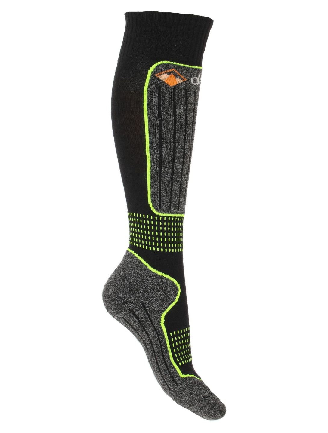 Deluni, Gaia ski socks unisex Black With Neon Green Lines black, green 