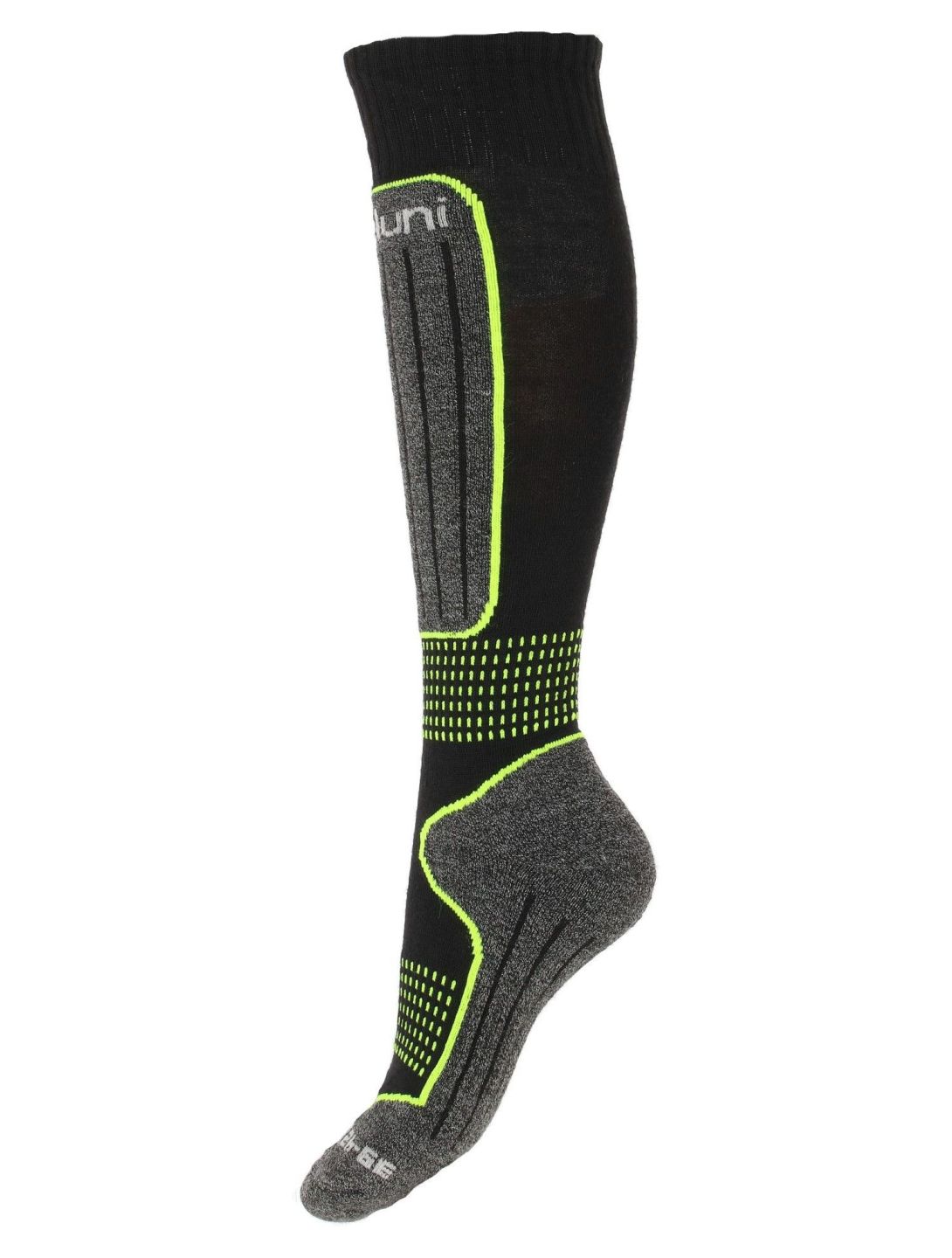 Deluni, Gaia ski socks unisex Black With Neon Green Lines black, green 