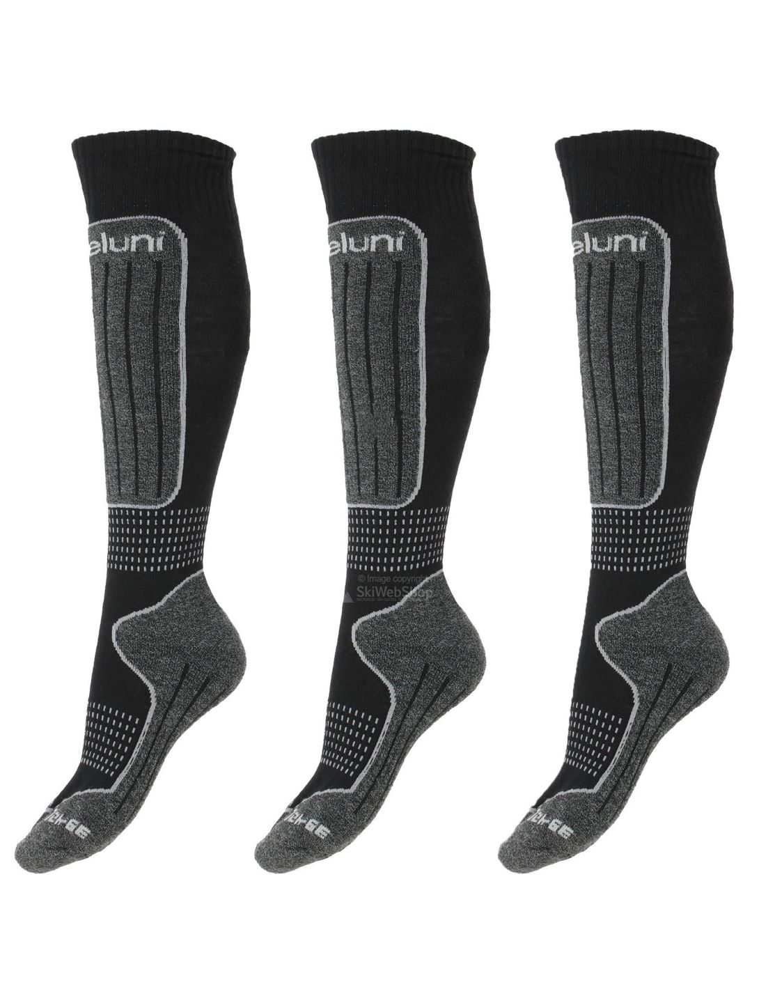 Deluni, Luca 3 Pair ski socks 3 pair kids Black With Grey Lines black, grey 