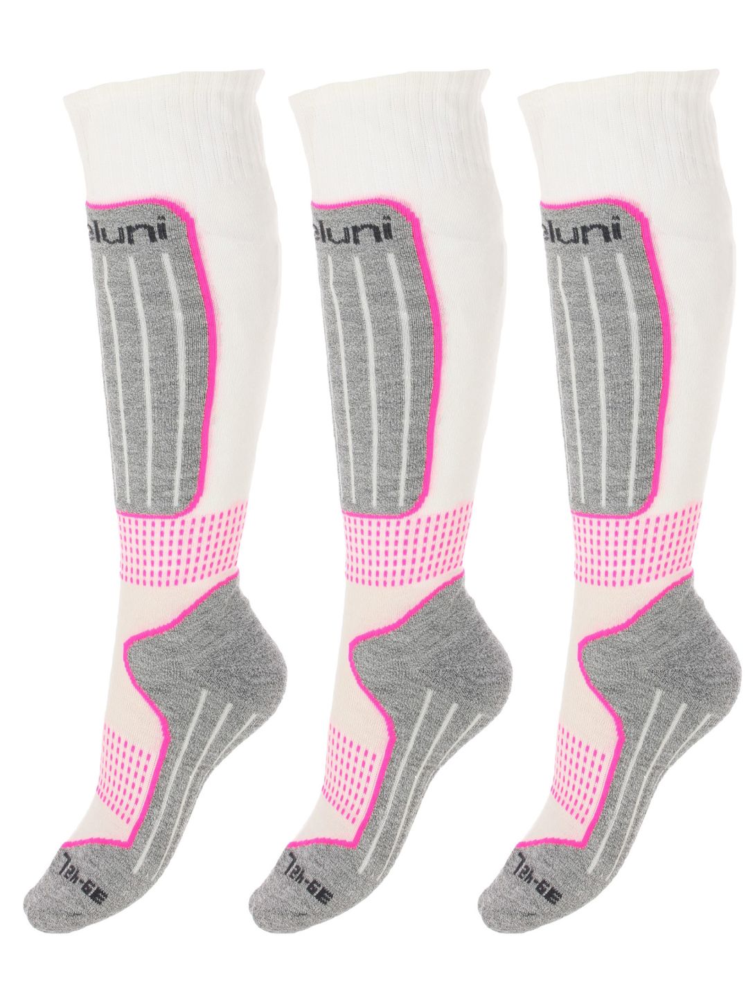 Deluni, Gaia 3 pair ski socks 3 pair unisex White With Lila Stripes white 