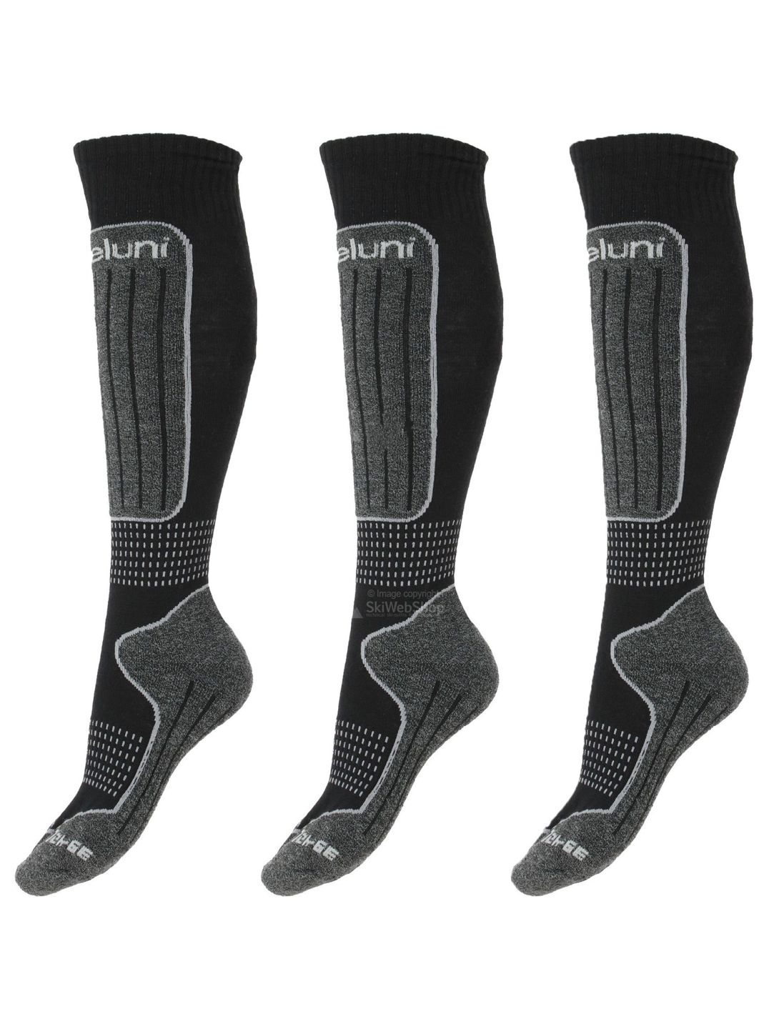 Deluni, Gaia 3 pair ski socks 3 pair unisex Black With Grey Lines black, grey 