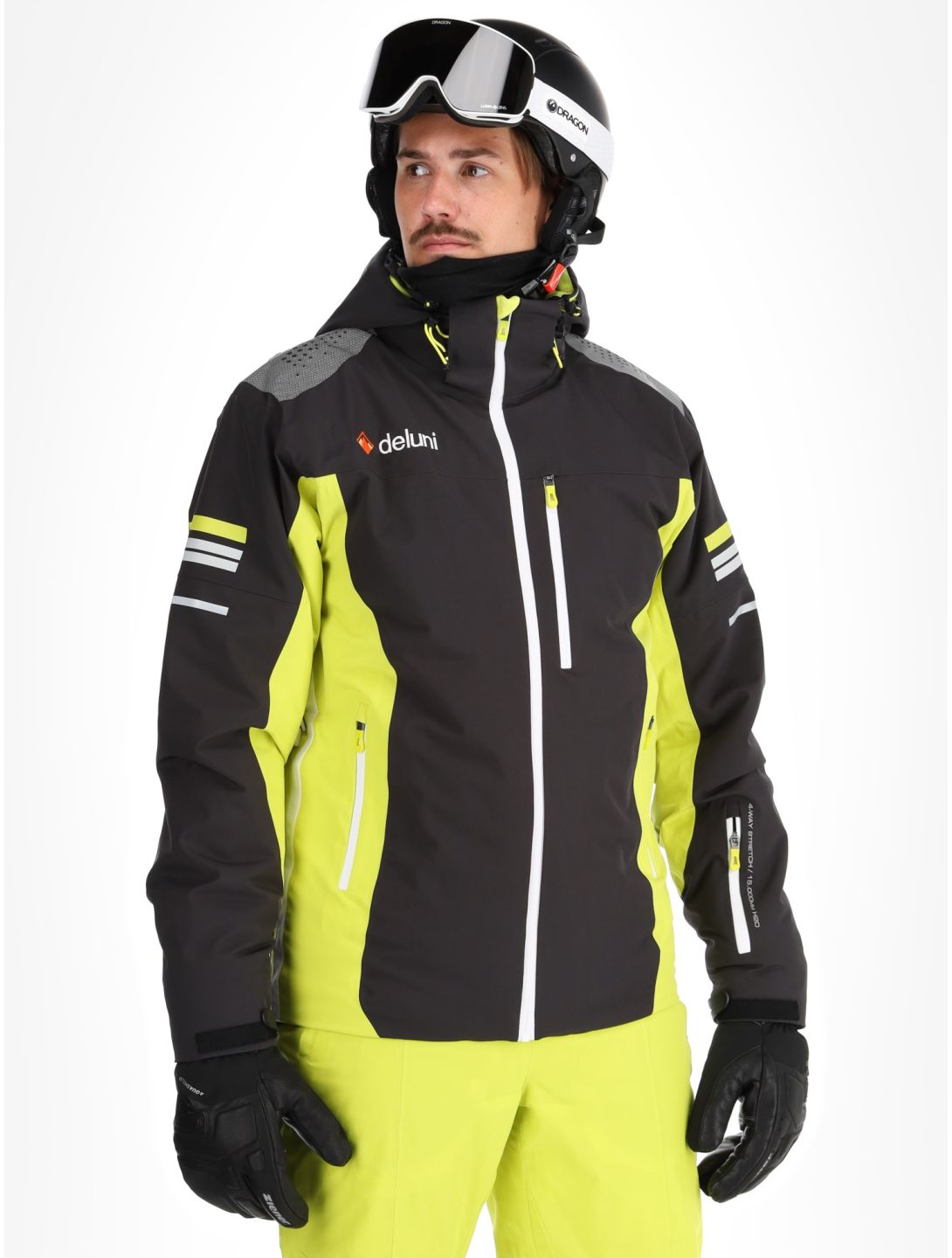 Deluni, Challenger 4 ski jacket men Black / Yellow Lime black, yellow 