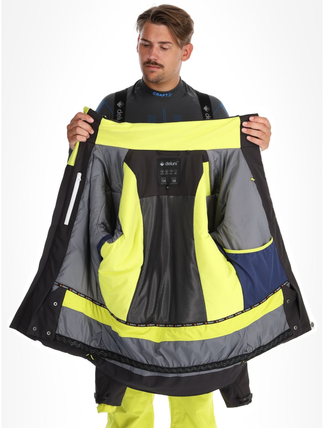 Deluni, Challenger 4 ski jacket men Black / Yellow Lime black, yellow 