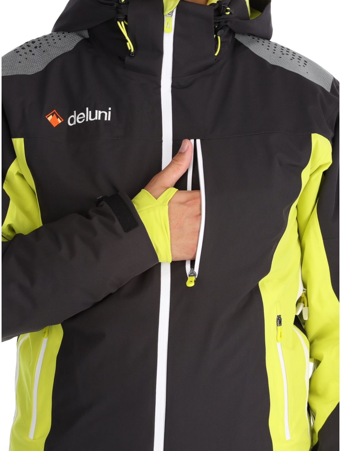 Deluni, Challenger 4 ski jacket men Black / Yellow Lime black, yellow 