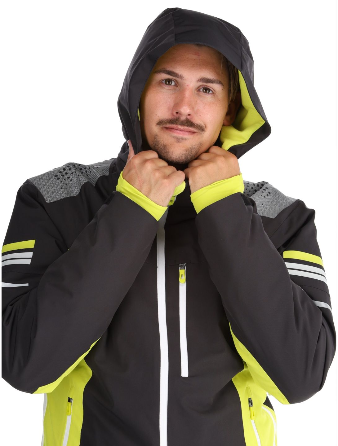 Deluni, Challenger 4 ski jacket men Black / Yellow Lime black, yellow 