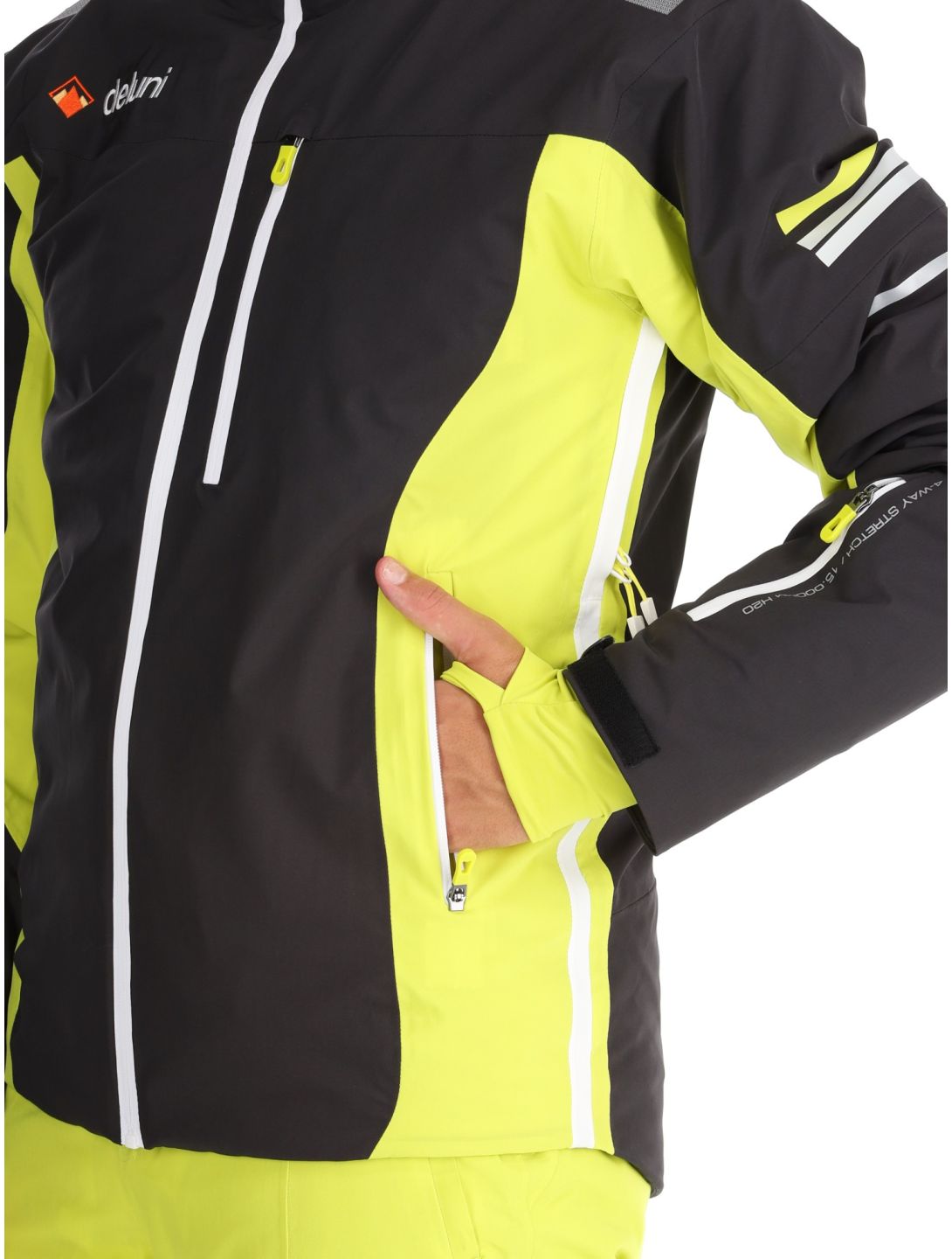 Deluni, Challenger 4 ski jacket men Black / Yellow Lime black, yellow 