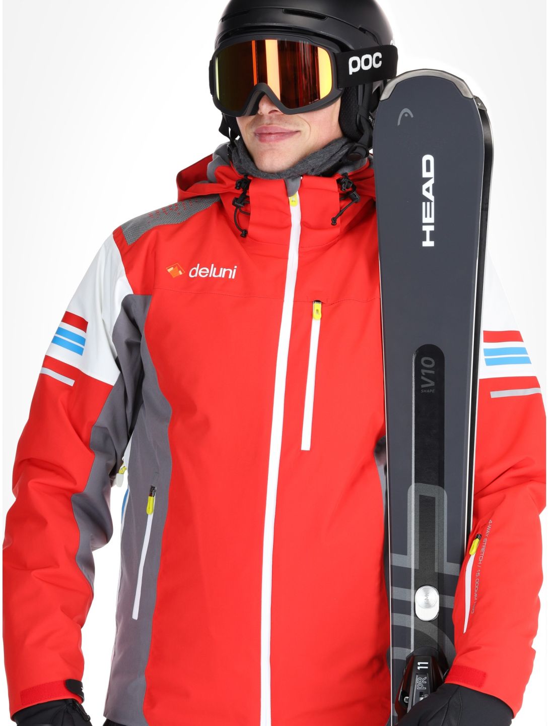 Deluni, Challenger 4 ski jacket men Red / Anthracite grey, red 