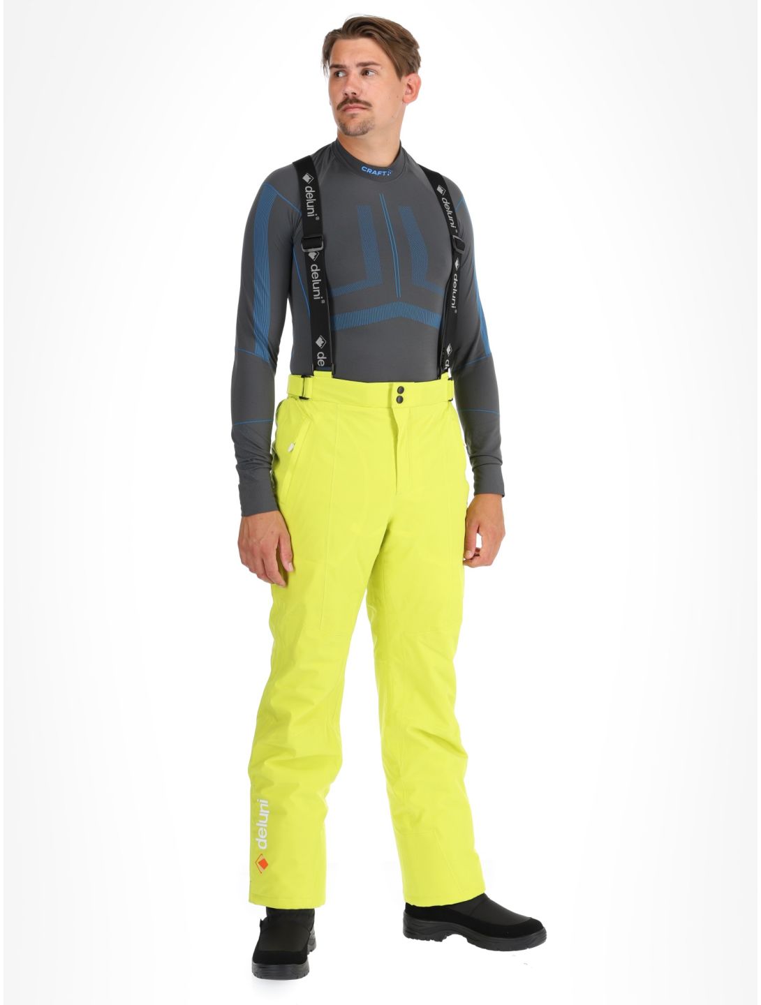 Deluni, Challenger 4 ski pants men Yellow Lime yellow 