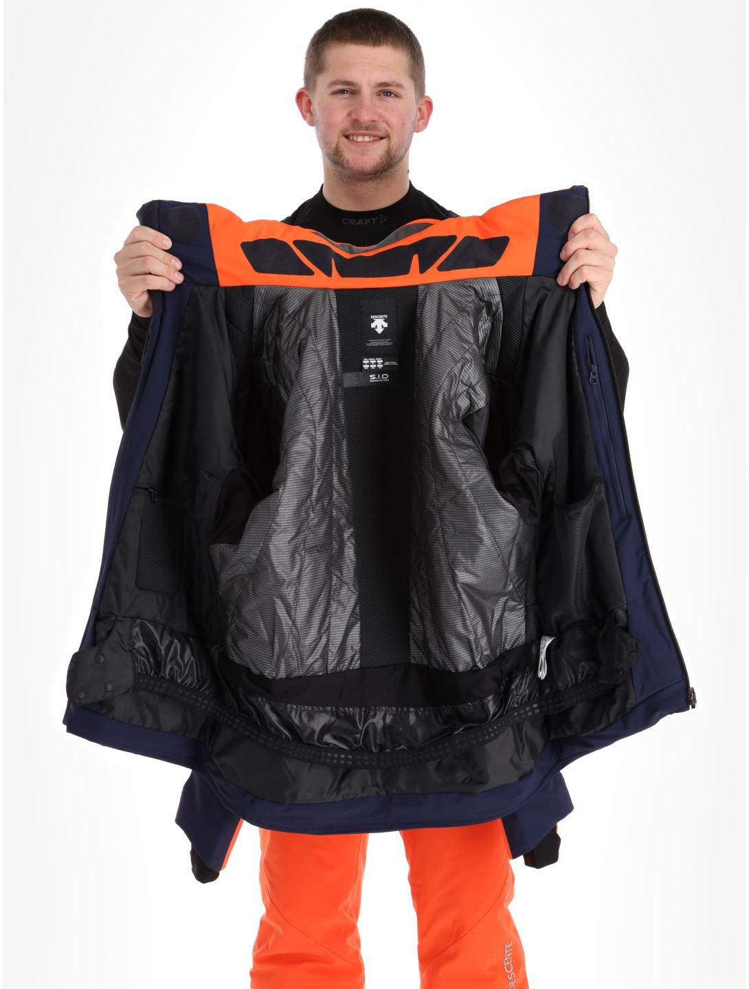 Descente, Paddy ski jacket men Dark Night blue, orange 