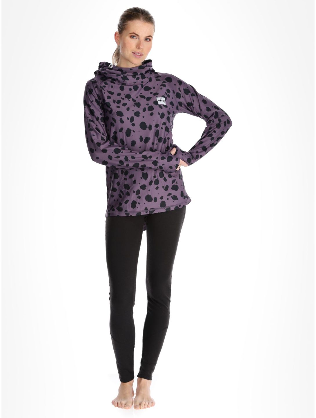 Eivy, Icecold Hood thermal shirt women Purple Cheetah black, purple 