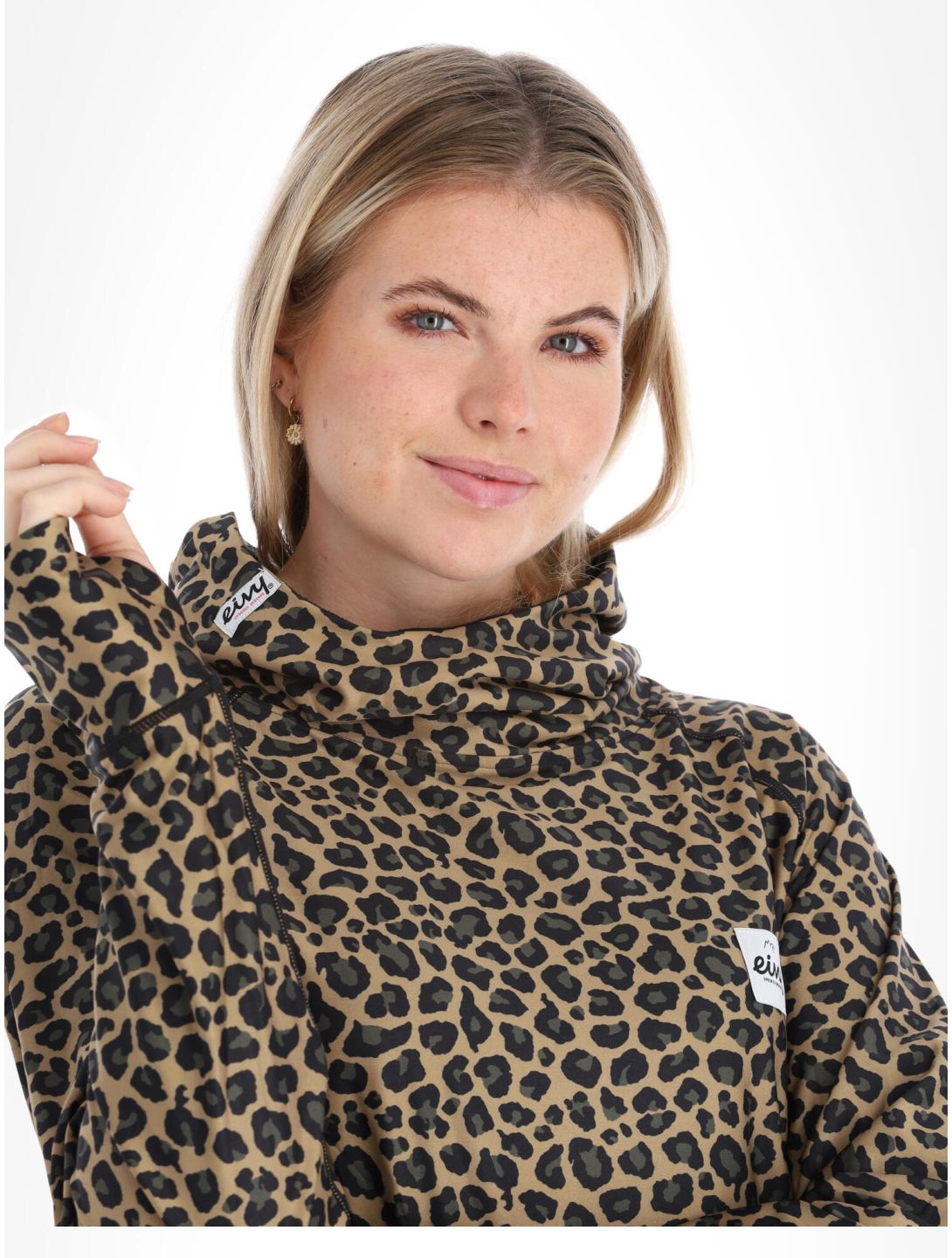 Eivy, Icecold Hood Top thermal shirt women leopard black, brown