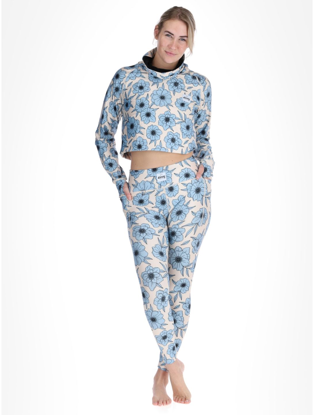 Eivy, Pocket thermal pants women Blue Flower blue, white 