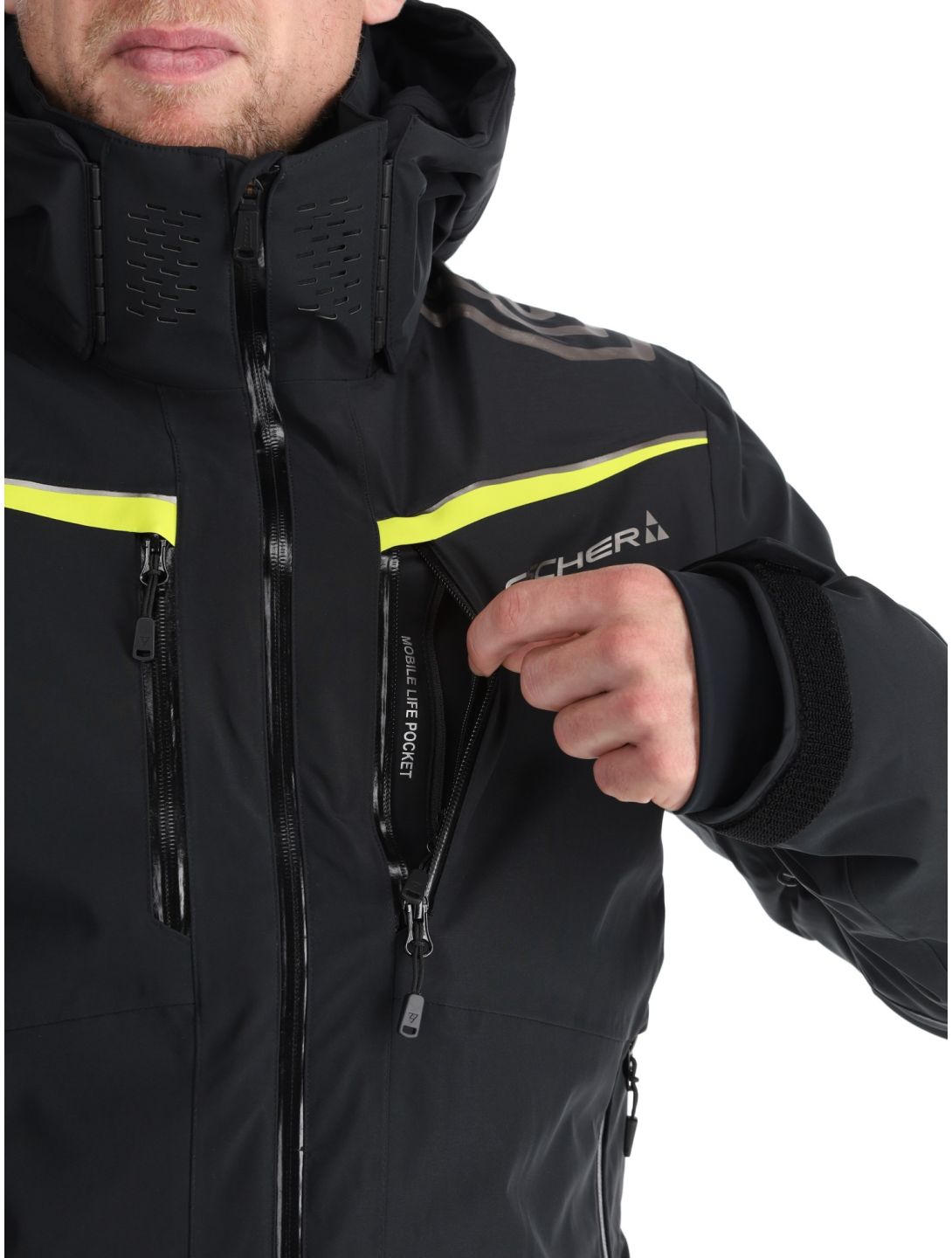 Fischer, RC4 ski jacket men Black black 