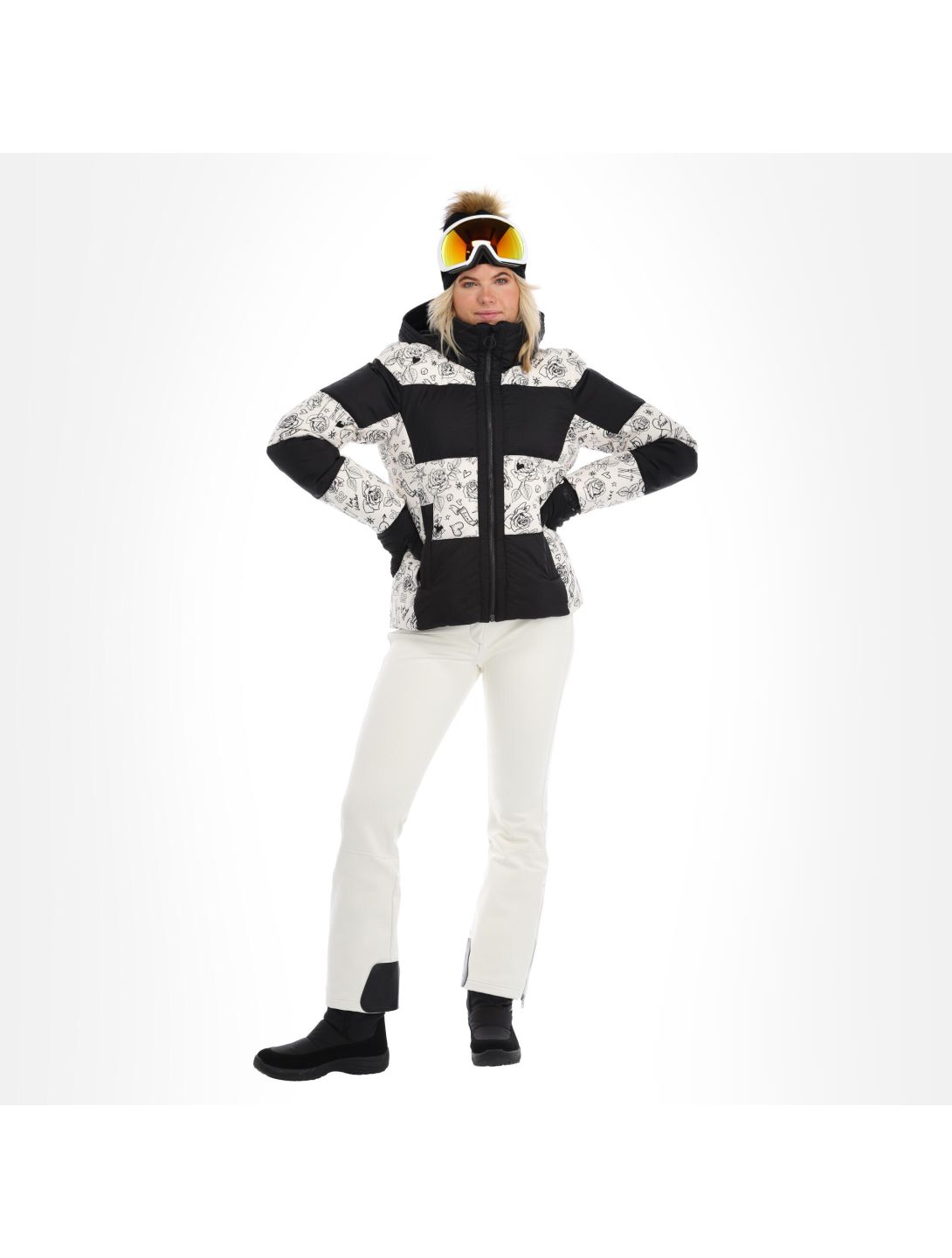 Head, Ashley ski jacket women legacy print ivory white 