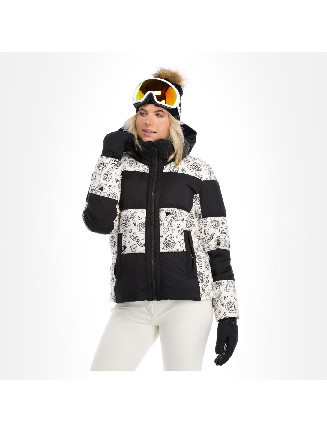 Head, Ashley ski jacket women legacy print ivory white 