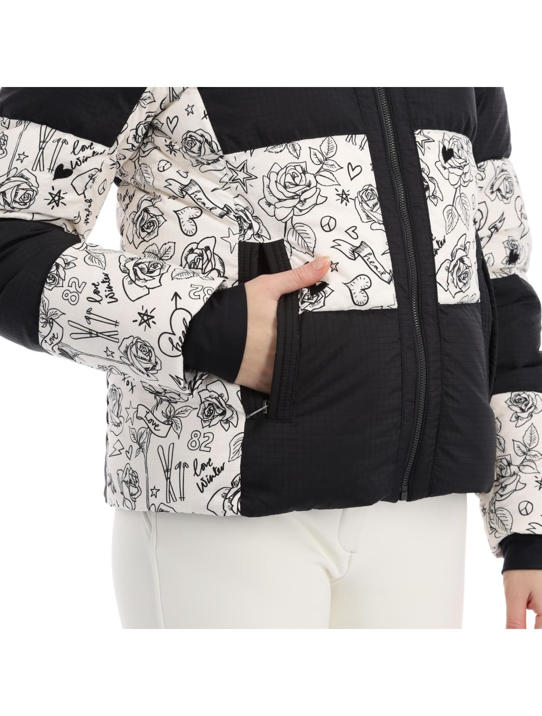 Head, Ashley ski jacket women legacy print ivory white 