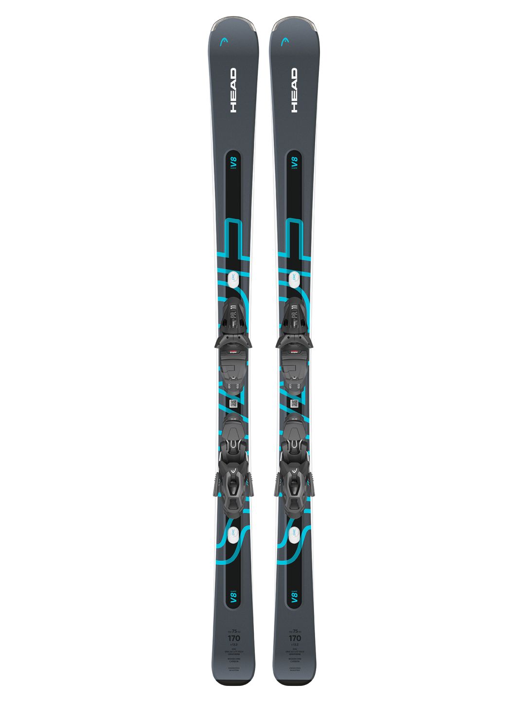 Head, Shape e-V8 SW + PR 11 GW skis unisex Grey Blue 