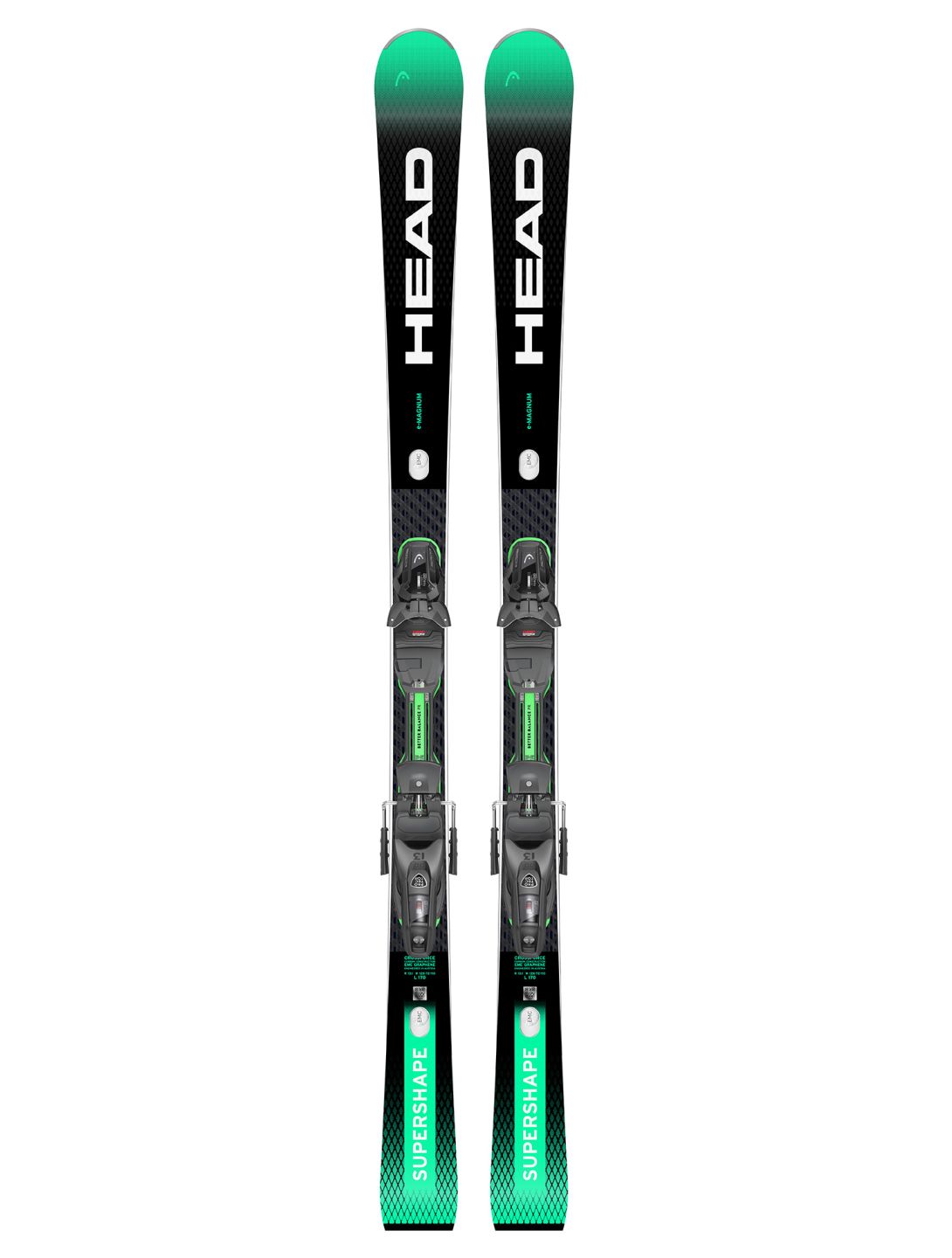 Head, Supershape e-Magnum SW + Protector PR 13 GW skis unisex Green 