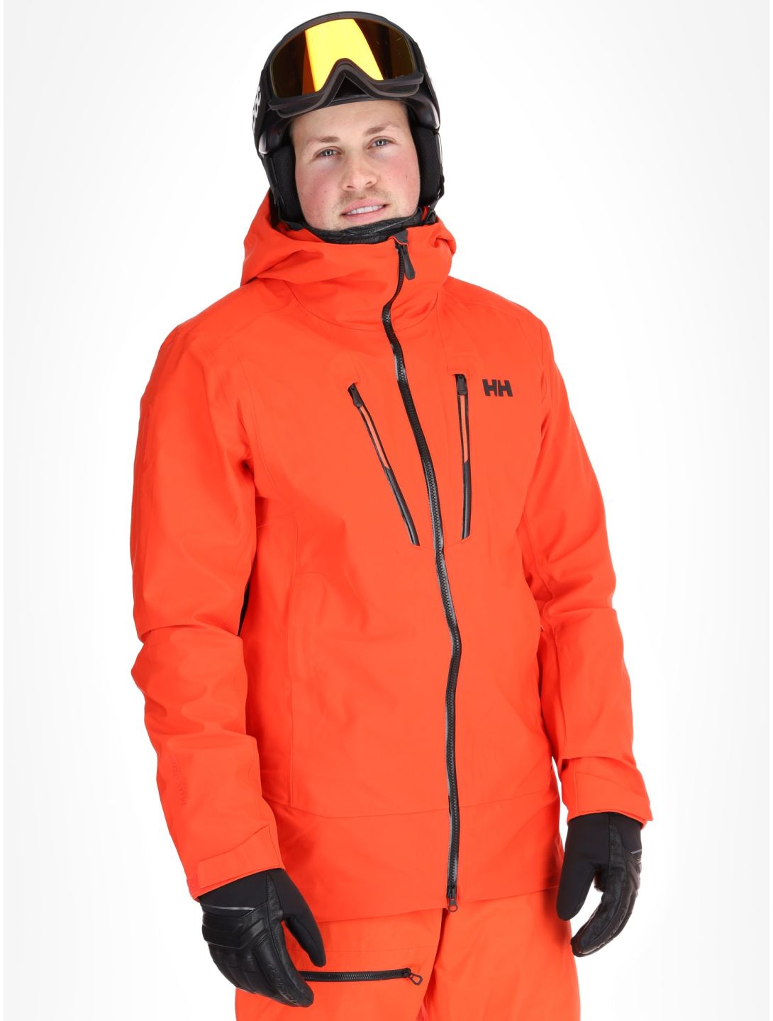 Helly Hansen, Alpha 3L Long Shell hardshell ski jacket men Cherry Tomato orange 