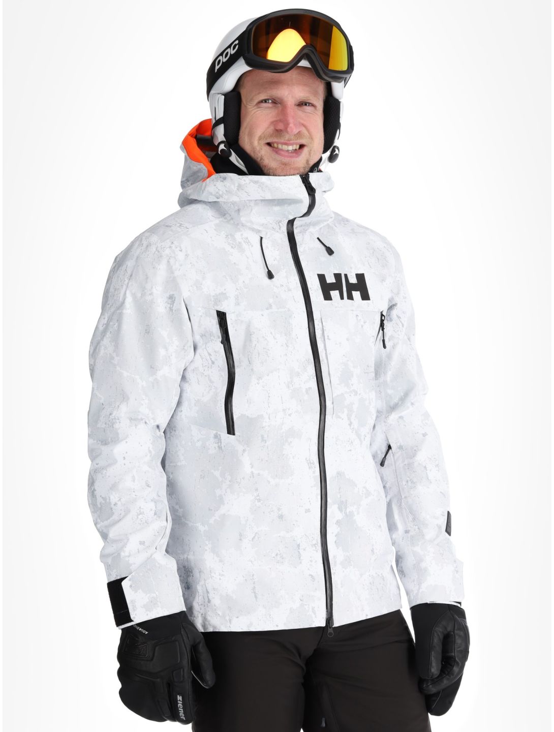 Helly Hansen, Sogn Shell 2.0 hardshell ski jacket men Grey Fog Snow Camo AOP grey, white 