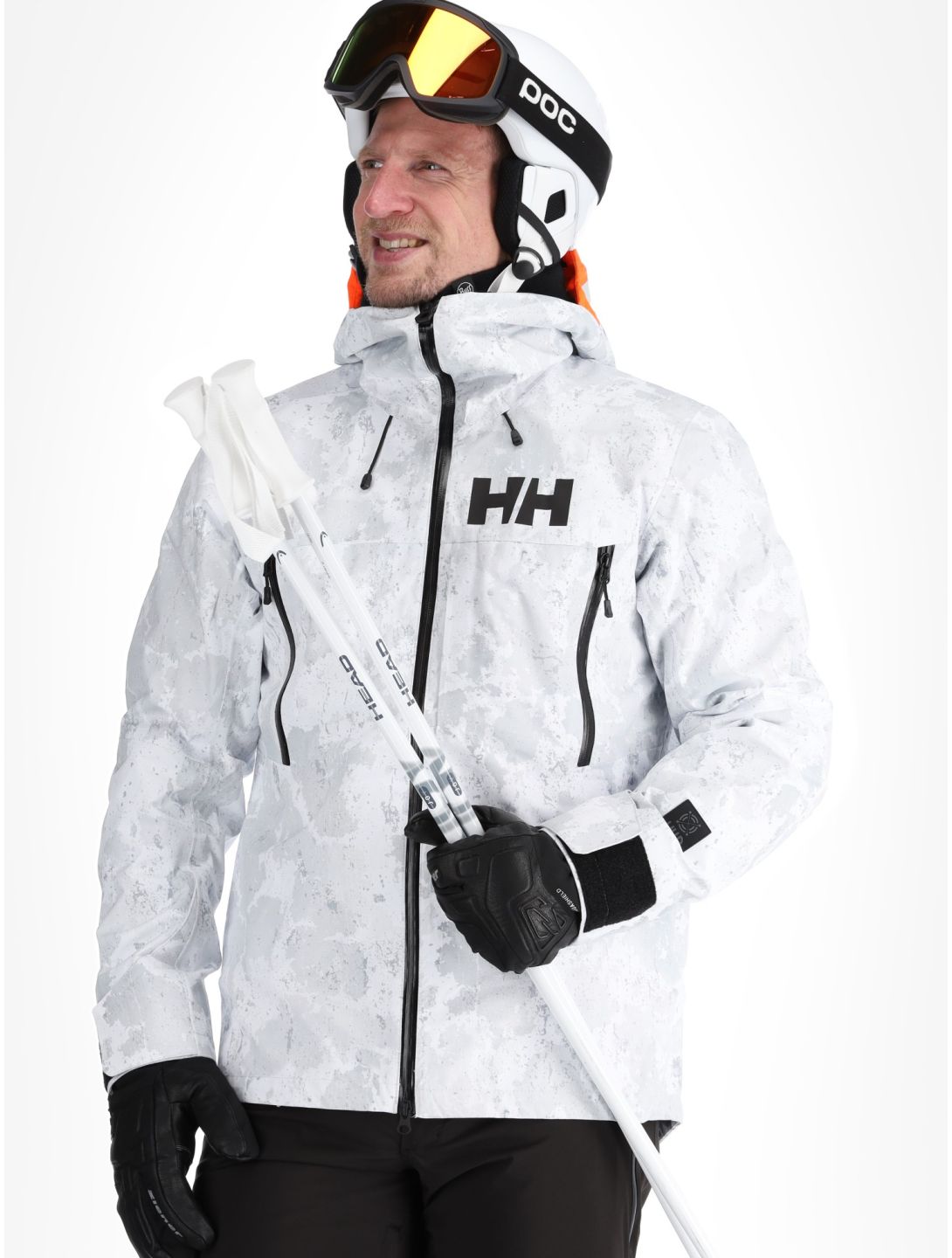 Helly Hansen, Sogn Shell 2.0 hardshell ski jacket men Grey Fog Snow Camo AOP grey, white 