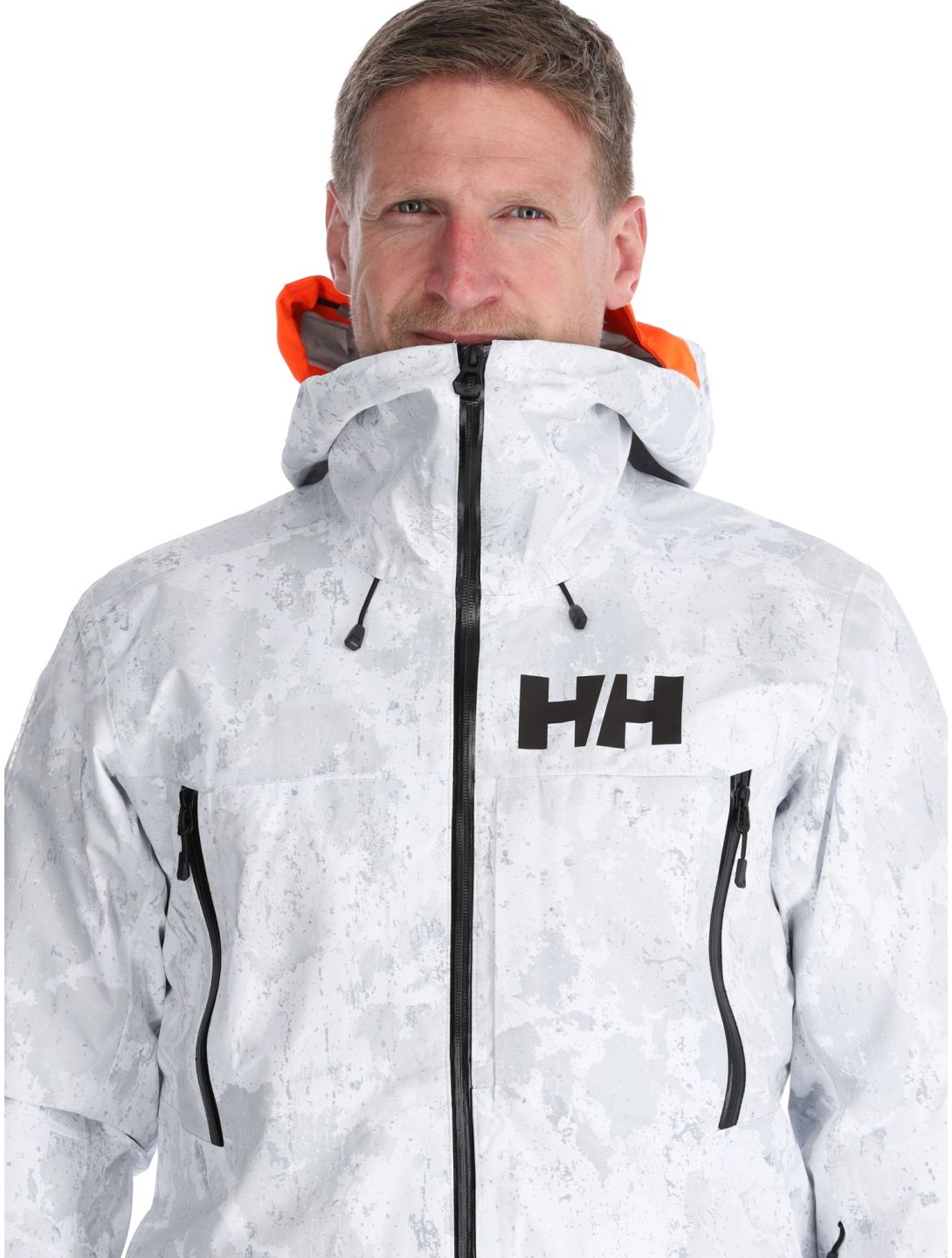 Helly Hansen, Sogn Shell 2.0 hardshell ski jacket men Grey Fog Snow Camo AOP grey, white 