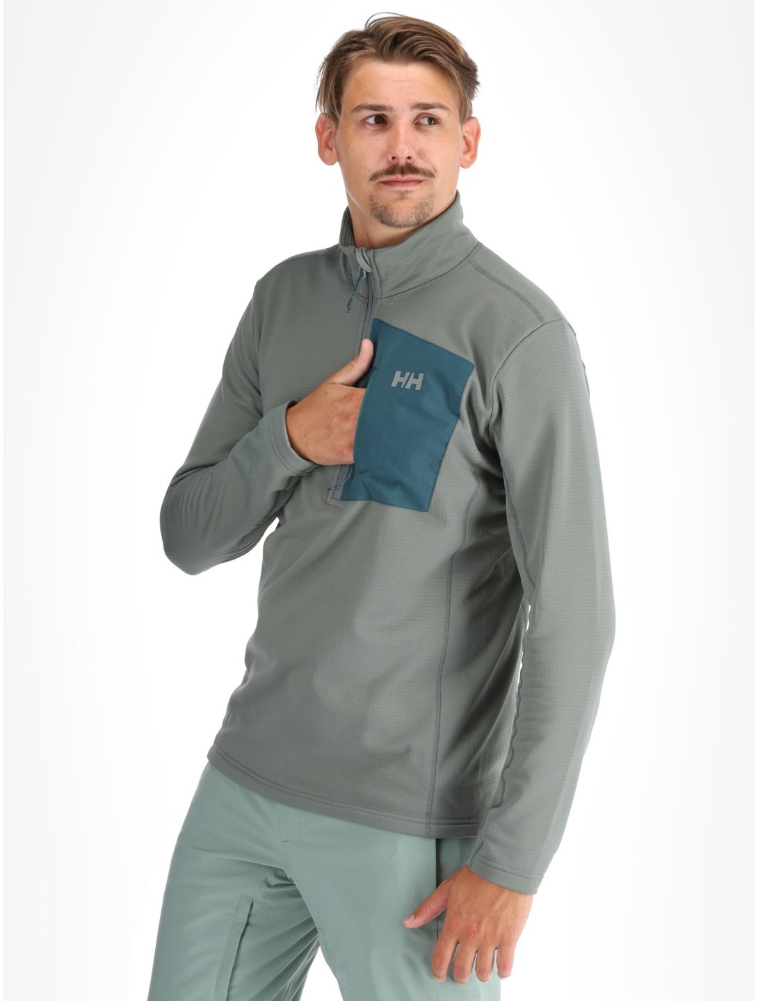 Helly Hansen, Versalite 1/2 Zip pullover men Grey Cactus green, grey 