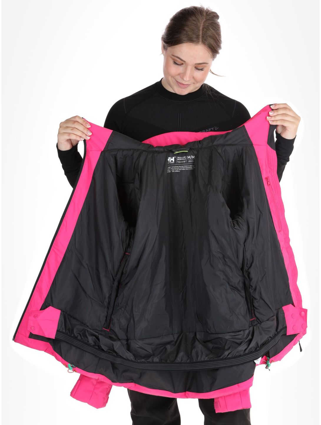 Helly Hansen, W Alpine Insulated ski jacket women Dragon Fruit Black black, pink 