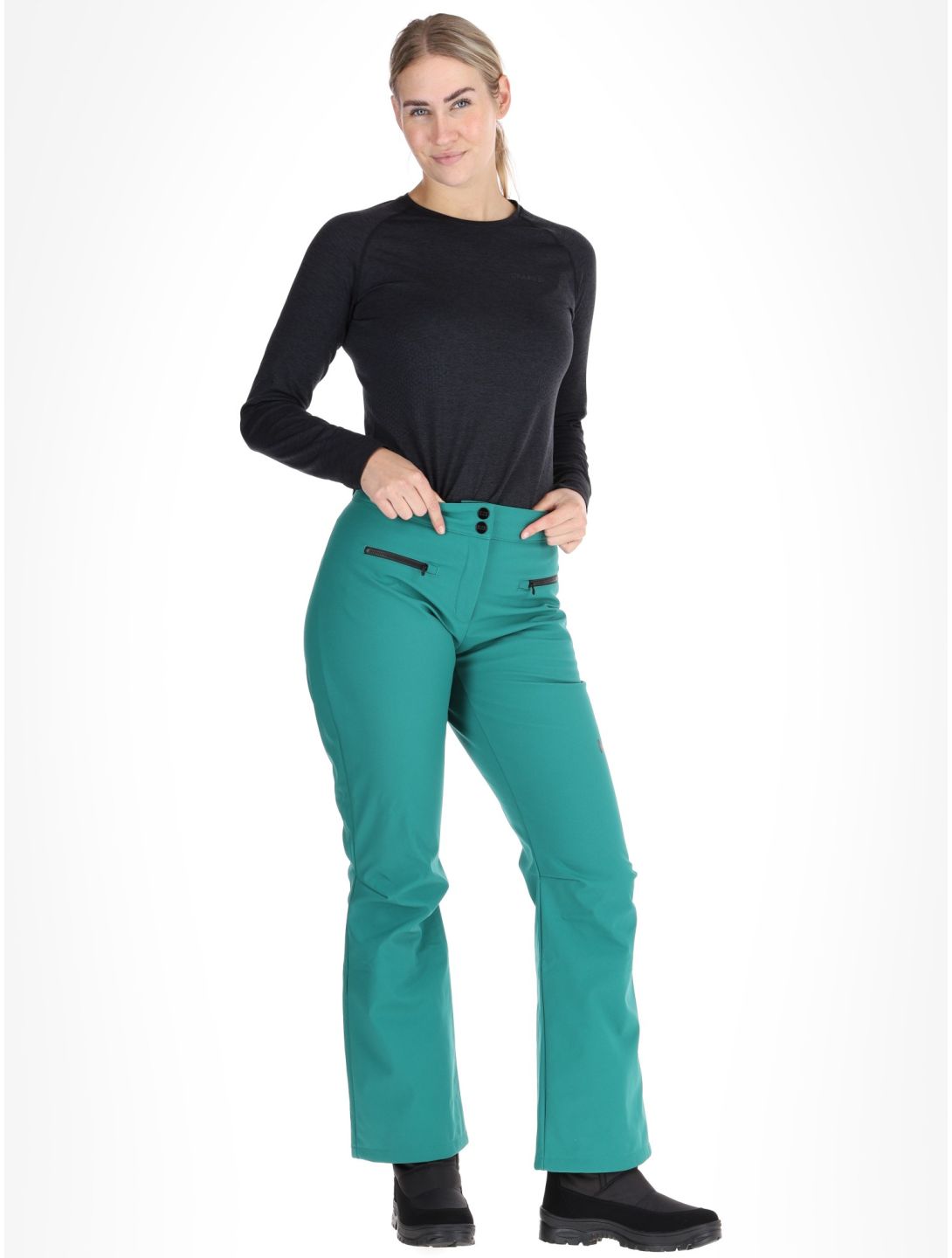 Helly Hansen, W Bellissimo 2 softshell ski pants women Emerald green 