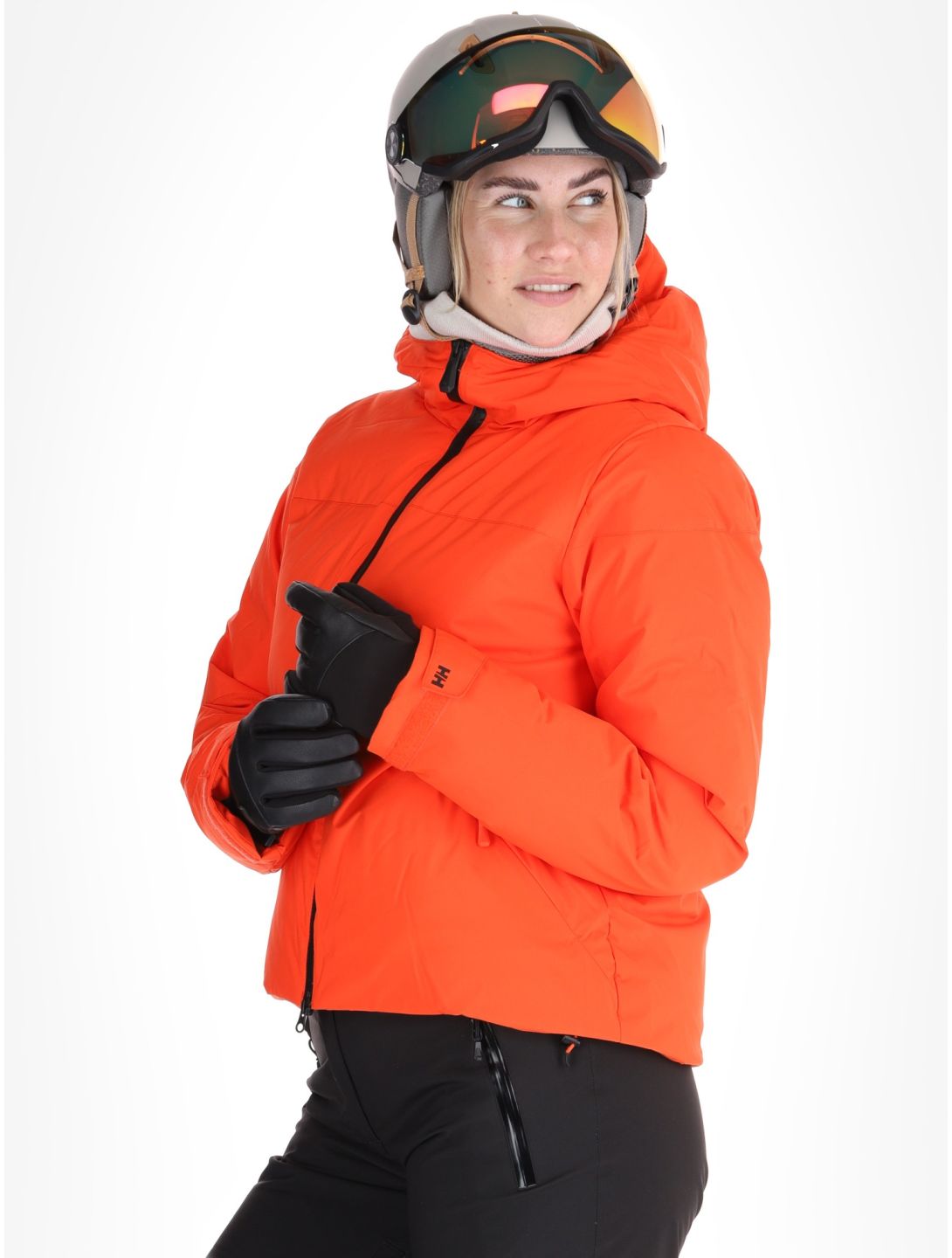 Helly Hansen, W Nora Short Puffy ski jacket women Cherry Tomato orange 